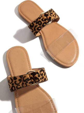 Купить Roman style fashion sexy leopard print comfortable flat outdoor female slippers 2021 summer new style plus size beach slippers