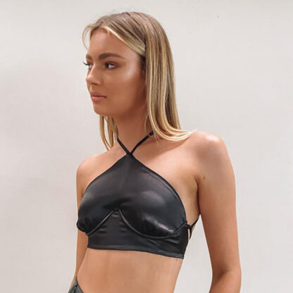 Купить Fashion Bla Halter Sexy Bandage Crop Tops for Women Sleeveless Baless Summer Wrap Tops Cropped Club Partyhigh quality