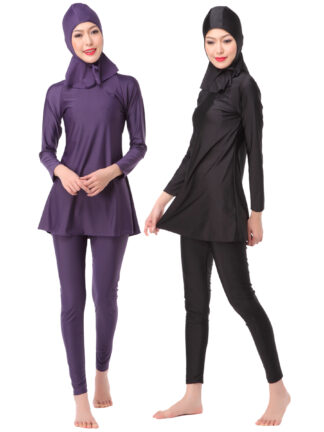 Купить Arab Islamic Swimwear Women Hooded Swim Wear Burkini Muslim 3 Piece Suits Hijab Swimsuit Modest Swim Surf Wear Sport Burkinis