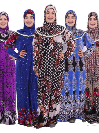 Купить Muslim Prayer Garment Dress Women Islamic Clothing Floral Thobe Jilbab Burka Dubai Turkey Jurken Abaya Hooded Khimar Hijab Robe