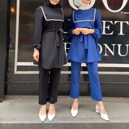 Купить Abaya Turkey Two piece Muslim Sets Hijab Dress Islamic Clothing Abayas For Women musulman Ensembles 2 Pieces set moroccan kaftan