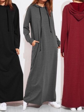 Купить Muslim Trasuit Sport Long Dress Women Eid Abaya Kaftan Islamic Clothing Hoddies Abayas Vestidos with Poets Caftan Robe Femme