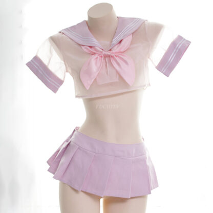 Купить Sexy Anime Gir Pink Student Uniform Japanese Womens Transparent Saior Suit Cospay ingerie Nightdress Schoo Gir Costume s