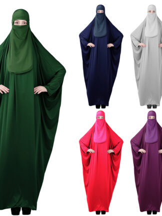 Купить Muslim Prayer 3 Piece Set Long Khimar Ramadan Abaya Hijab Jilbab Women Prayer Garment Veil Niqab Burqa Islamic Clothing Kaftan