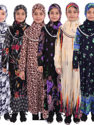 Купить Eid Mubarak Kids Girls Abaya Turkey Hijab Muslim Dress Kaftan Dubai Caftan Islam Abayas Children Ramadan Islamic Clothing Robe