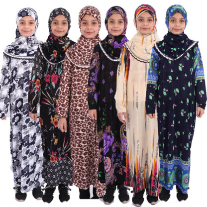 Купить Eid Mubarak Kids Girls Abaya Turkey Hijab Muslim Dress Kaftan Dubai Caftan Islam Abayas Children Ramadan Islamic Clothing Robe