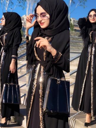 Купить Turkey Muslim Abaya Dress Moroccan Kaftan Sequin Vestidos Dubai Women Jilbab Caftan Ramadan Abayas Musulman Eid Islamic Clothing