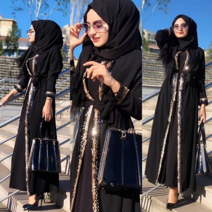 Купить Turkey Muslim Abaya Dress Moroccan Kaftan Sequin Vestidos Dubai Women Jilbab Caftan Ramadan Abayas Musulman Eid Islamic Clothing