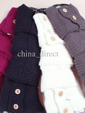 Купить winter solid button design Knitted Leg Warmers Stocking Socks Boot Covers Leggings Tight 24 pairs/lot mixed colors #3436