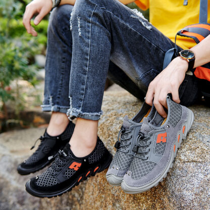 Купить Summer Mesh Men Casual Shoes Non-Slip Men Sneakers Soft Breathable Mens High Quality Outdoor Hiking Wading Shoes Chaussure Homme