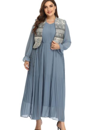 Купить Eid Turkey Muslim Dress Women 2 Pieces Set Kaftan Jubah Long Robe Abaya Hijab Vestidos Islamic Clothing Duabi Arabic Mulsuman