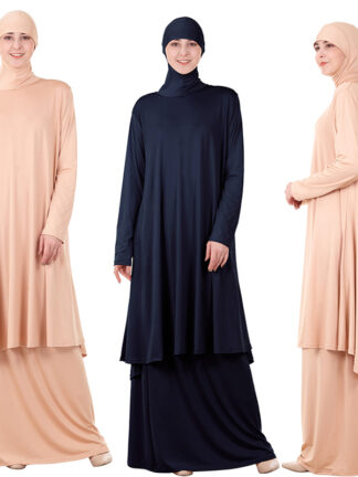 Купить Turkey Dubai Muslim Prayer Garment 2 Piece Set Women Hijab Dress Islamic Gowns Namaz Long Khimar Musulman Ensembles Jurken Abaya