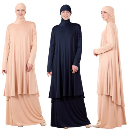 Купить Turkey Dubai Muslim Prayer Garment 2 Piece Set Women Hijab Dress Islamic Gowns Namaz Long Khimar Musulman Ensembles Jurken Abaya