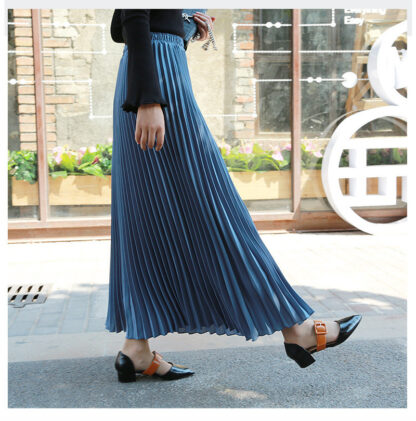 Купить New Summer Women Skirt Empire Pleated Skirt Women Solid Color Wrinkle Ankle-length Long Skirts Women Muslim Islamic Clothing