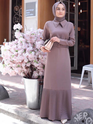 Купить Dubai Muslim Dress lapel Kaftan abaya Robe women pleated Hijab Dresses Outwear Tunic Middle East Arab Jubah Islamic Clothing