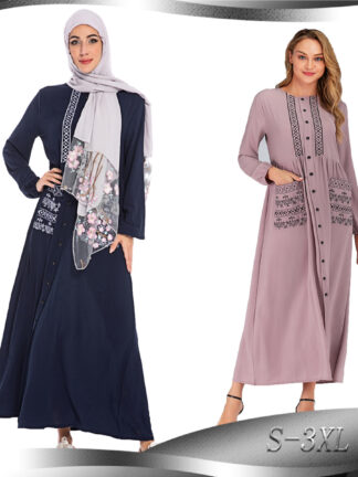 Купить Dubai Arab Kimono Muslim Hijab Dress Women Big Swing Ramadan Long Robe with Poet Zip Middle East Turkish Abaya Islamic Clothes