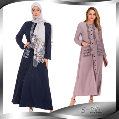 Купить Dubai Arab Kimono Muslim Hijab Dress Women Big Swing Ramadan Long Robe with Poet Zip Middle East Turkish Abaya Islamic Clothes