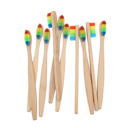 Купить Natural Bamboo Toothbrush Wholesale Environment Wooden Rainbow Bamboos Toothbrushs Oral Care Soft Bristle Disposable Toothbrushe
