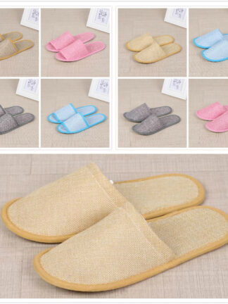 Купить Cotton inen Disposable Slippers Anti-slip Travel Hotel SPA Home Guest Shoes Colorful One-time sandals Breathable Soft Slippers s