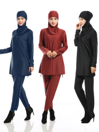 Купить Islamic Swimwear Women Swim Wear Burkini Muslim 3 Piece Suit Hooded Hijab Swimsuit Modest Swim Surf Wear Sport Beach Burkinis