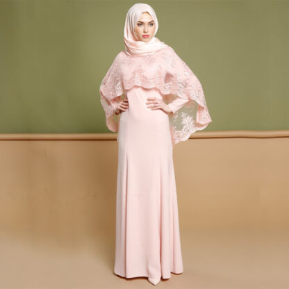 Купить Muslim Islamic Clothing Abaya Dress And Cape Women Two Peice Set Dubai Arab Hijab Dresses Embroidery Kaftan Turkish Robe Kimono