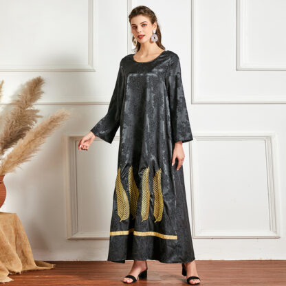 Купить Vintage Muslim Arabic Dress Women Embroidery Long Sleeve Moroccan Kaftan Maxi Hijab Dresses Islamic ClothingDubai Abaya Vestidos