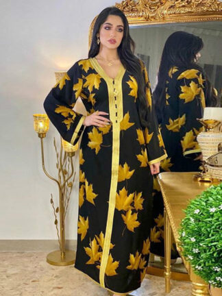 Купить Turkey Maxi Dresses for Women Muslim Islamic Clothing Ethnic Ribbon V Ne Long Sleeve Moroccan Kaftan India Arabic Abaya Dress