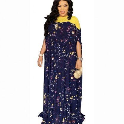 Купить African Dresses 2 Piece Set Women Dashiki Flower Muslim Abaya Africa Clothes Bazin Broder Riche Moroccan Kaftan Robe Long Dress