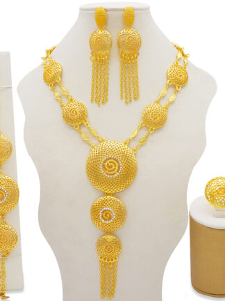 Купить Bridal Long tassel Necklace Sets For Women Jewelry sets Dubai Nigeria Crystal Wedding Jewelry Sets