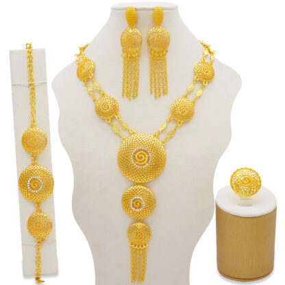 Купить Bridal Long tassel Necklace Sets For Women Jewelry sets Dubai Nigeria Crystal Wedding Jewelry Sets