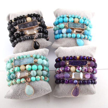 Купить RH New Designer Empire Stones Beaded Bracelet Natural Stone Dorp Charms 5pc Bracelets Sets For Women Jewelry DropShip