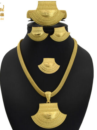 Купить ANIID Dubai Gold Necklace Set Pendant African Nigerian 24K Jewelry Set Earrings And Bracelets Bridal Indian Fashion Quality New