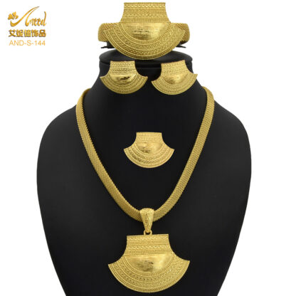 Купить ANIID Dubai Gold Necklace Set Pendant African Nigerian 24K Jewelry Set Earrings And Bracelets Bridal Indian Fashion Quality New