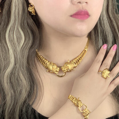 Купить ANIID Dubai African Jewelry Sets For Women Big Animal Indian 24K Gold Jewelery Nigerian Necklace Ring Earring Wedding Accessorie