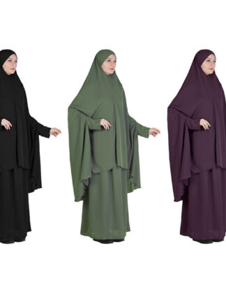 Купить Eid Muslim Women Prayer Garment DHijab Dress Set Turkey Abaya Long Khimar Skirt Jilbab Full Cover Ramadan Gown Islamic Niqab