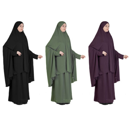 Купить Eid Muslim Women Prayer Garment DHijab Dress Set Turkey Abaya Long Khimar Skirt Jilbab Full Cover Ramadan Gown Islamic Niqab