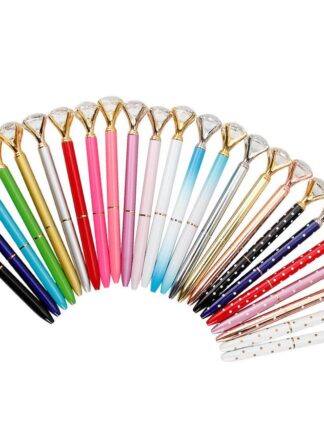 Купить Creative Metal ballpoint pen with large gem diamond 20 colors uxury Pens crystal glass kawaii fashion school office supplies s