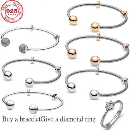 Купить Authentic 100% 925 sterling silver pan bracelet fit original bangle charm snake bracelet for woman high quality classic jewelry