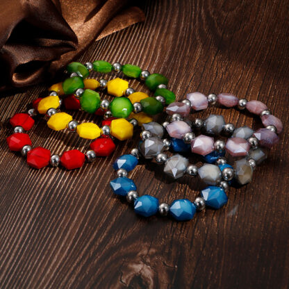 Купить Fashion Female Stainless Steel Irregular Color Resin Beads Bracelets Jewelry For Women