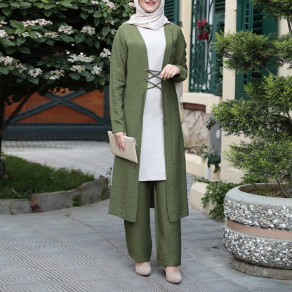 Купить Ramadan Eid Mubarak 3 Piece Set Kaftan Abaya Dubai Turkey Hijab Muslim Sets Dress Islam Clothing for Women Musulman Ensembles