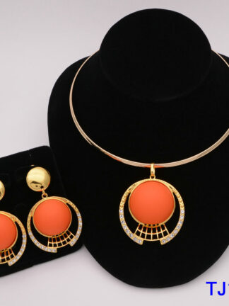 Купить African Jewelry Sets Round Necklace Bracelet Dubai Gold for Women Wedding Party Bridal Earrings Ring