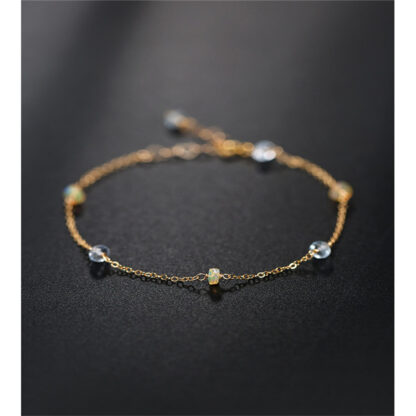 Купить DAIMI Starry Faceted Aquamarine Bracelet gemstones Female Yellow 14K Gold Injection Opal Bracelet Gift