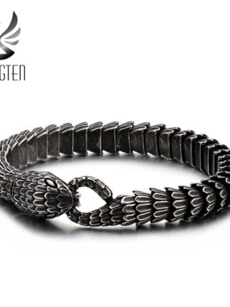 Купить Fongten Punk Black Snake Link Chain Bracelets Bangle Stainless Steel Charm Hip Hop Personalised Men Women Jewelry