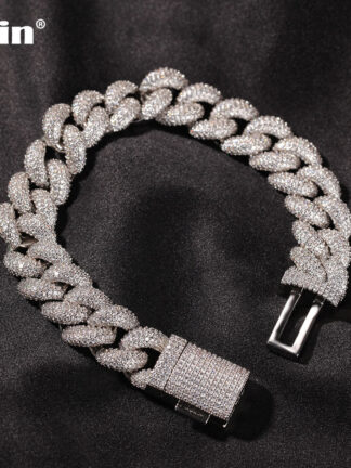 Купить UWIN 14mm Cuban Chain Bracelet AAA Iced Out Cubic Zirconia Bracelets For Women Luxury Hiphop Jewelry Drop Shipping
