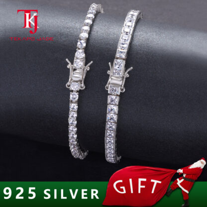 Купить TKJ Tennis Bracelets Pulseira 925 Sterling Silver Cluster 3mm CZ Zircon for Women Jewelry Girl Friend Gift Pulseras Bracelet