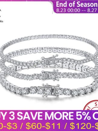 Купить ORSA JEWELS 4mm Round Cut Tennis Bracelet in 925 Sterling Silver White Gold Woman Men Bracelets Bangle Jewelry Hand Chain SB94