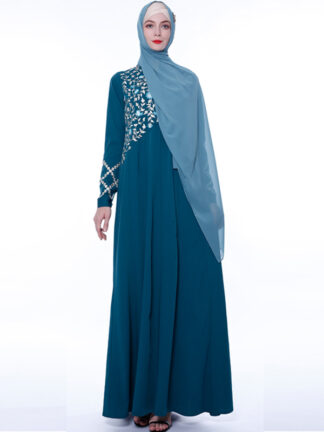 Купить turkey Maxi A-line Muslim Dress Women Embroidery Abaya Hijab Dresses moroccan kaftan Long Robes Dubai Arab Islamic Clothing gown