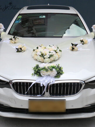 Купить 1 set Artificia Fower Wedding Car Decor Kit Romantic Sik Fake Rose Peony Fowers Vaentines Day Gift Party Festiva pies