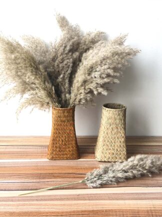 Купить Pampas Grass With Knitted Basket Burush Coor Home Wedding Decoration Dried Fowers Natura Dried Bouquet Dropshipping