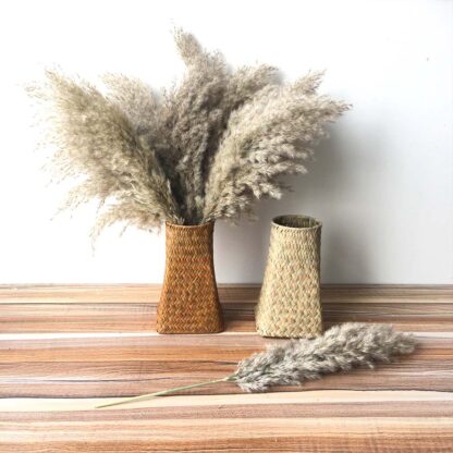 Купить Pampas Grass With Knitted Basket Burush Coor Home Wedding Decoration Dried Fowers Natura Dried Bouquet Dropshipping
